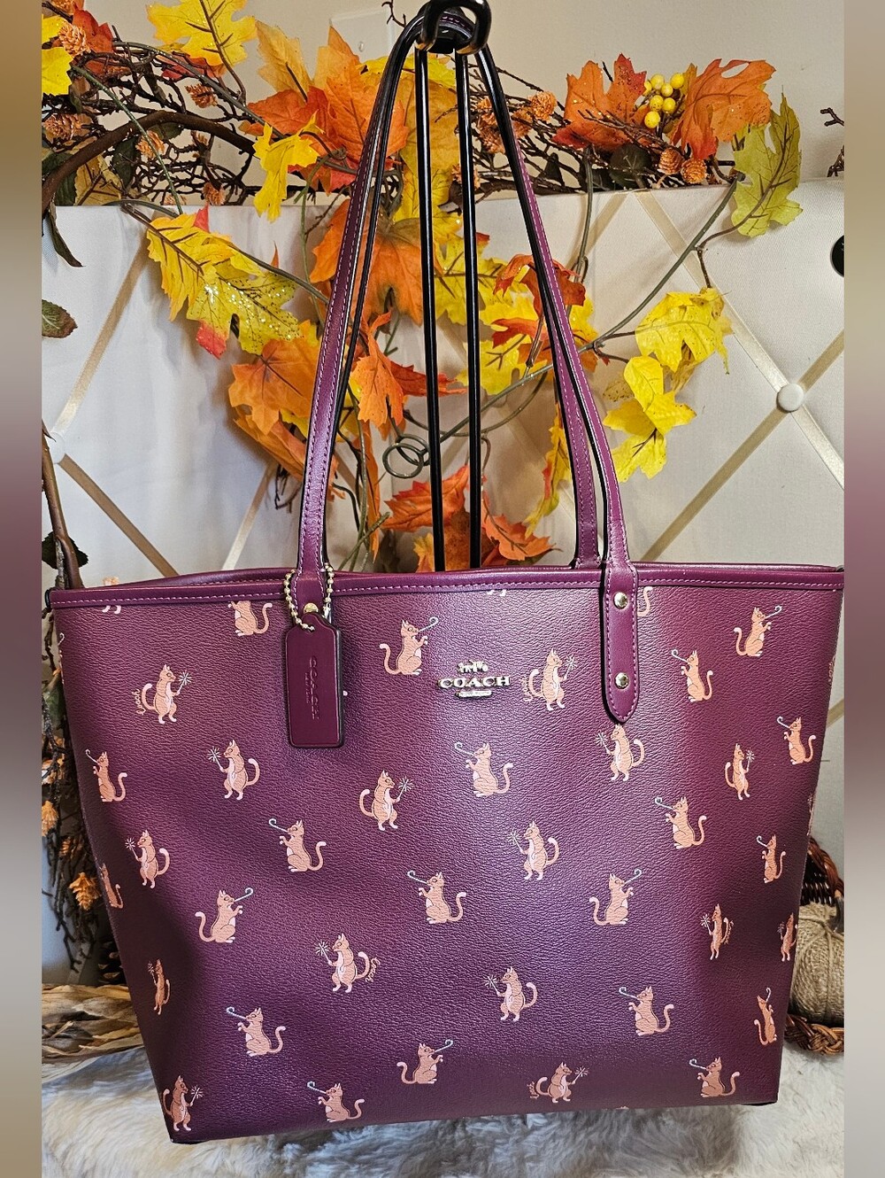 Coach Reversible City Tote with Party Cat Print (Style No. F80232)